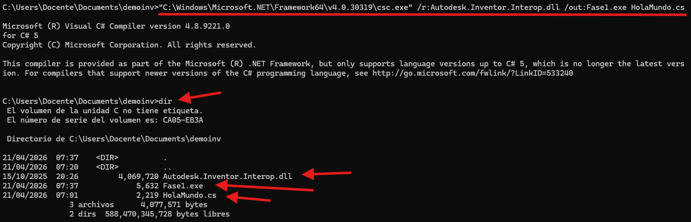 Paso 12: compilar con csc.exe
