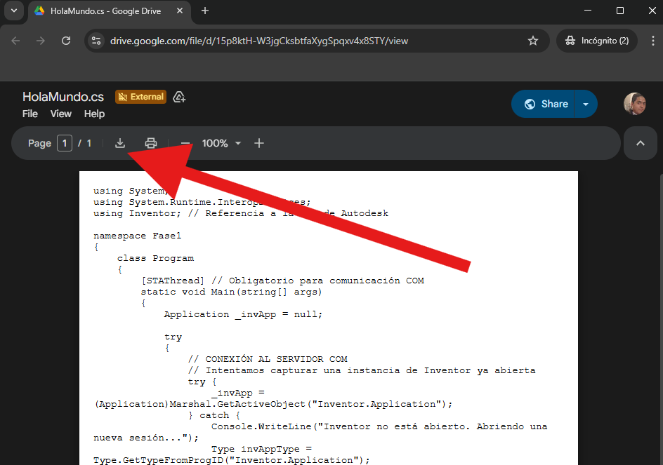 Paso 4: botón de descarga en Google Drive